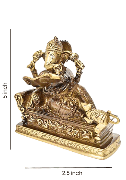 Ganesh Reading Book Inch Panchdhatu Murti