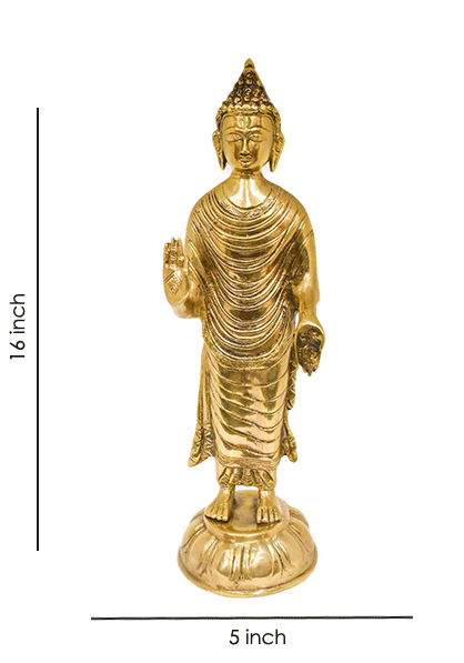 Buddha Standing Ashirwaad Mudra Inch Panchdhatu Murti
